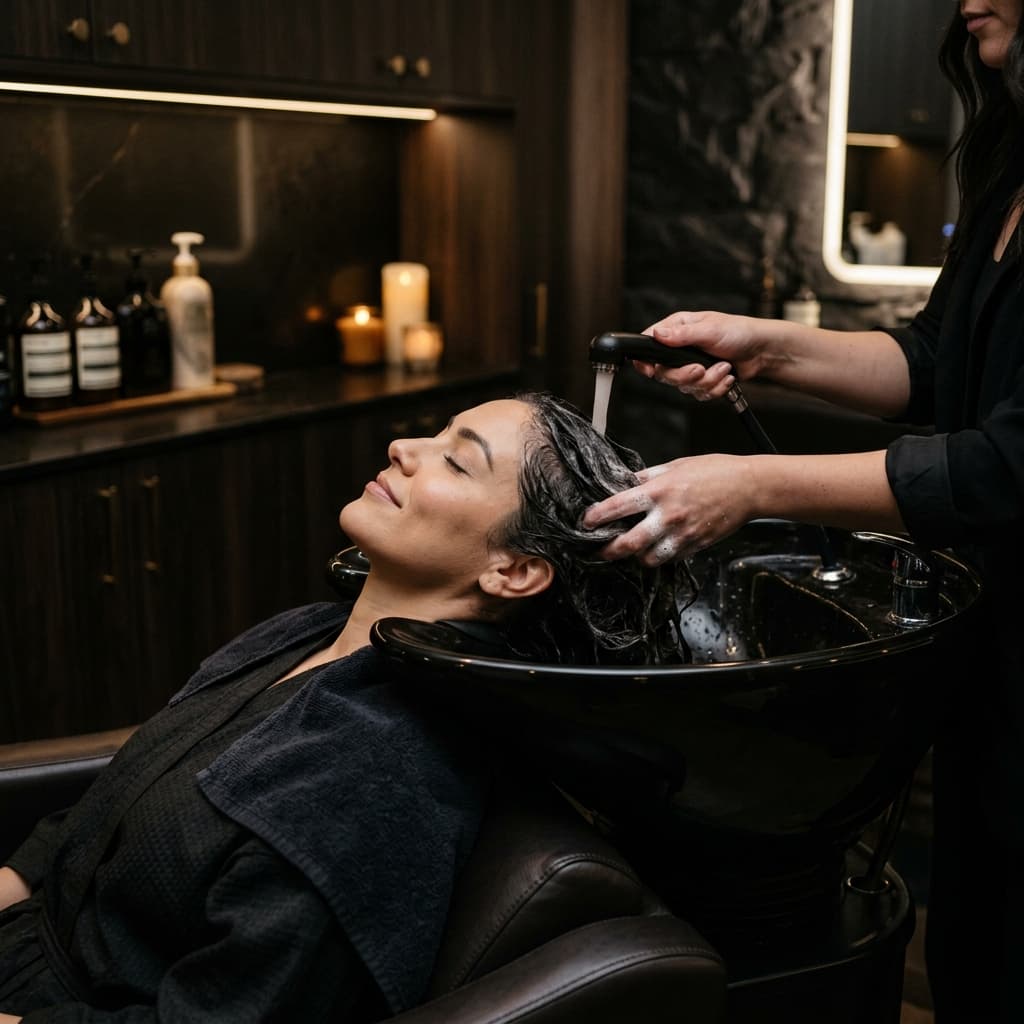 Shampoing au bac avant la coupe